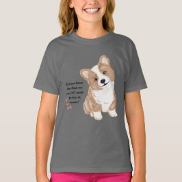 かわいいコーギー子犬の愛らしい子供用グレーTシャツ Tシャツ