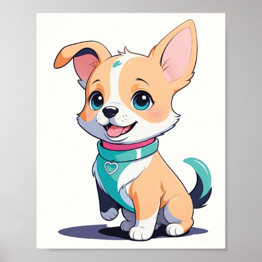 かわいいコーギー子犬 - キュートなベビー壁画 ポスター (正面)