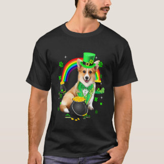 かわいいコーギー小人シャムロック聖パトリックの日 Tシャツ