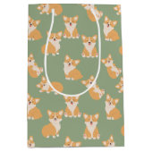 かわいいコーギー柄の誕生日プレゼント 犬好きのためのデザイン ミディアムペーパーバッグ (正面)