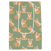 かわいいコーギー柄の誕生日プレゼント 犬好きのためのデザイン ミディアムペーパーバッグ (裏面)