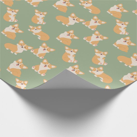 かわいいコーギー柄の誕生日プレゼント 犬好きのためのデザイン ラッピングペーパー (角)