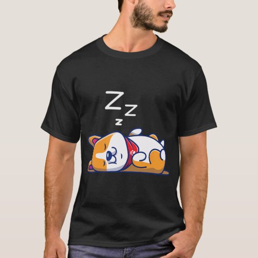 かわいいコーギー犬が仰向けに寝ている Tシャツ (正面)