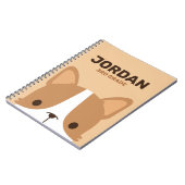 かわいいコーギー犬のデザイン - 名前入り ノートブック (左側)