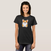 かわいいコーギー犬の子犬のレトロデザイン Tシャツ (正面フル)