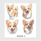 かわいいコーギー犬の子犬 シール (シート)