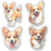 かわいいコーギー犬の子犬 シール (正面)