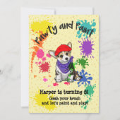 かわいいコーギー犬の楽しいアートの誕生日パーティーの招待状 招待状 (正面)