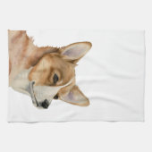 かわいいコーギー犬の芸術 キッチンタオル (横)