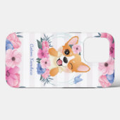 かわいいコーギー犬フラワーリース青い蝶カスタム Case-Mate iPhoneケース (裏面 (横))