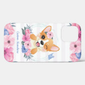 かわいいコーギー犬フラワーリース青い蝶カスタム Case-Mate iPhoneケース (裏面 (横))