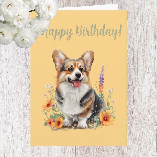 かわいいコーギー犬好きの誕生日カード カード
