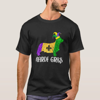 かわいいコーギー犬愛好家マルディグラスパーティー道化師マスク Tシャツ