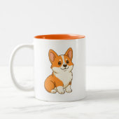 かわいいコーギー犬 ツートーンマグカップ (左)