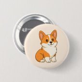 かわいいコーギー犬 ベージュ 缶バッジ (正面&裏面)