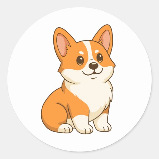 かわいいコーギー犬 ラウンドシール (正面)