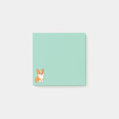 かわいいコーギー犬 緑 ポストイット (正面)