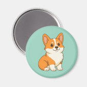 かわいいコーギー犬 緑 マグネット (正面/裏面)