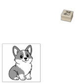 かわいいコーギー犬 1x1 ラバースタンプ (押印)