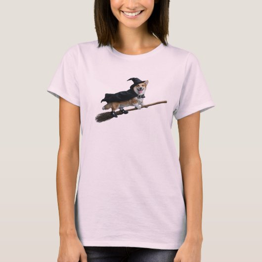 かわいいコーギー魔女Tシャツ Tシャツ (正面)