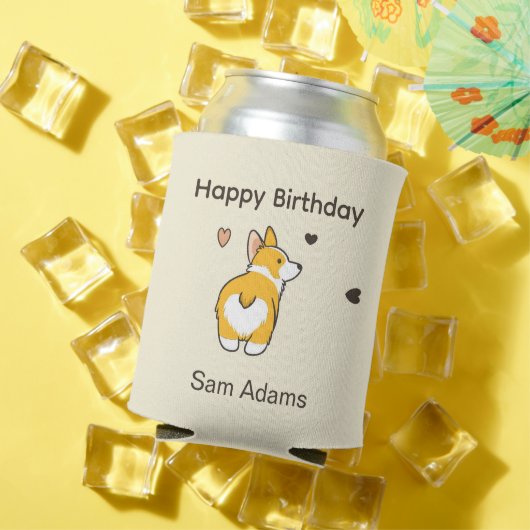 かわいいコーギー お誕生日おめでとう 缶クーラー (インサイチュ 夏)