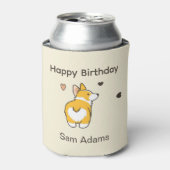 かわいいコーギー お誕生日おめでとう 缶クーラー (缶正面)