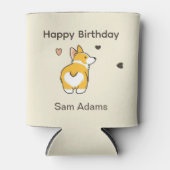 かわいいコーギー お誕生日おめでとう 缶クーラー (正面)