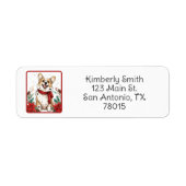 かわいいコーギー クリスマス 返信住所ラベル ラベル (正面)