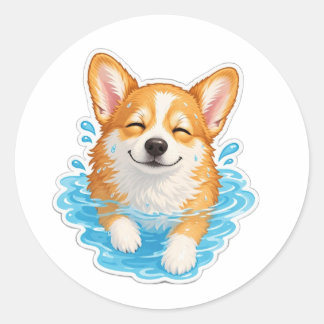 かわいいコーギー ステッカー、幸せな犬好きへのギフト ラウンドシール