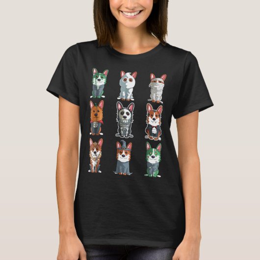 かわいいコーギー ハロウィン ハロウィンTシャツ Tシャツ (正面)