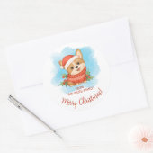 かわいいコーギー メリークリスマス ラウンドシール (封筒)