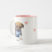 かわいいコーギー 子犬とハート ツートーンマグカップ (正面左)