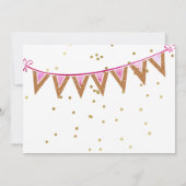 かわいいコーギー 🐶 子犬 ピンクの写真 ファースト バースデー 招待状 (裏面)