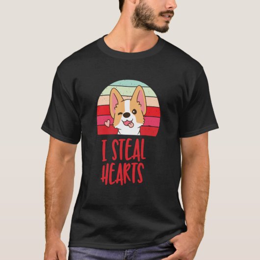 かわいいコーギー 私はハートを盗む Tシャツ (正面)