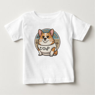 かわいいコーギー“I Love Bones”Tシャツ ベビーTシャツ