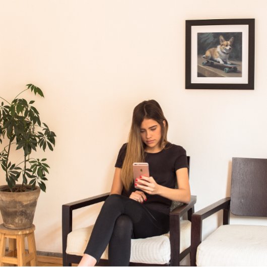 かわいいコーギ乗りスケートボード ポスター