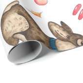 かわいいコーギ水彩ギフトラップ ラッピングペーパー (ロールコーナー)