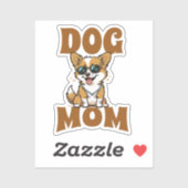 かわいいコーギ着サングラス犬ママカスタムカット シール (シート)