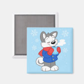 かわいいコージーなハスキーのマグネット マグネット (正面/裏面)