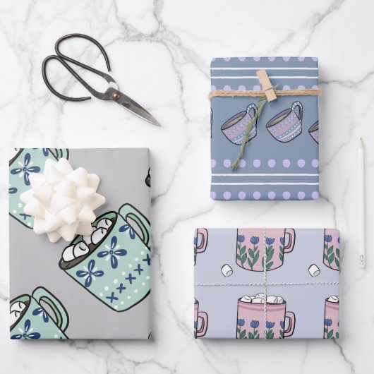 かわいいコージーホットチョコレートマグ ラッピングペーパーシート (正面)