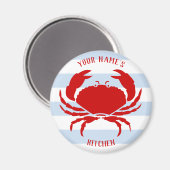 かわいいコースタルカニあなたの名前の航海のビーチ マグネット (正面/裏面)