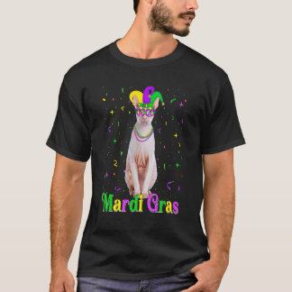 かわいいコーニッシュ+レックスの猫のマルディグラとカーニバル Tシャツ