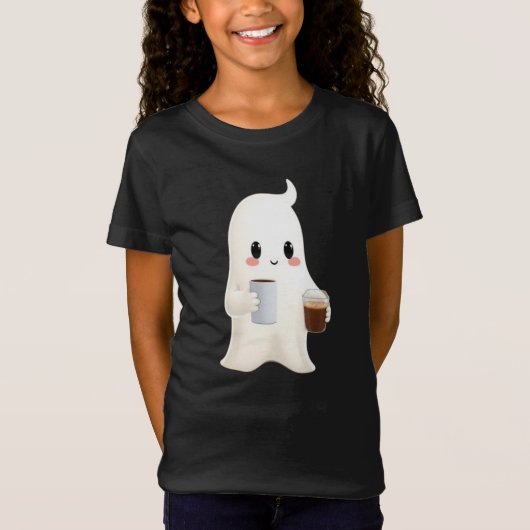 かわいいコーヒーおばけの子供服グラフィック Tシャツ (正面)