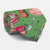 かわいいコーヒーおよびケーキのデザイン ネクタイ (ロール)