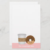 かわいいコーヒーおよびドーナツの私を完了します 便箋 (正面/裏面)