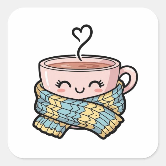 かわいいコーヒーで快適なひととき スクエアシール (正面)