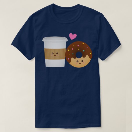 かわいいコーヒーとドーナツが完璧 Tシャツ (デザイン正面)