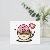 かわいいコーヒーとドーナツ愛 ポストカード (スタンド正面)