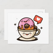 かわいいコーヒーとドーナツ愛 ポストカード (正面/裏面)