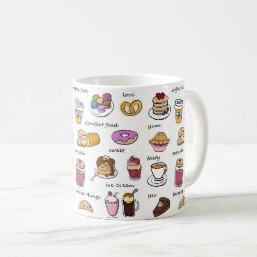 かわいいコーヒーと心地よいの食べ物のパタ図解入りの、写真付きのーン コーヒーマグカップ (正面右)
